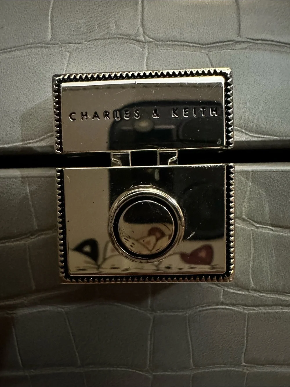 Charles & Keith Sculptural croc embossed Mini Crossbody Bag Gray Rare